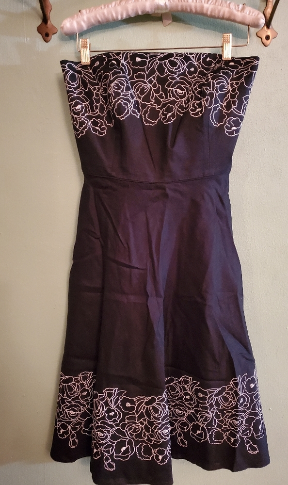 Floral Embroidery on Black Sun Dress
